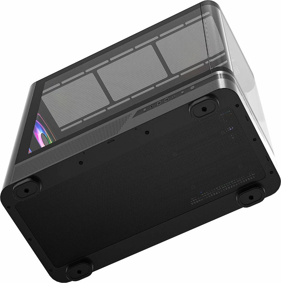 Kasë Modecom Volcano AQ200 ARGB MC-A-AQ200-4FA-B, Midi Tower ATX, 4x120mm ARGB fanë, USB-C, e zezë