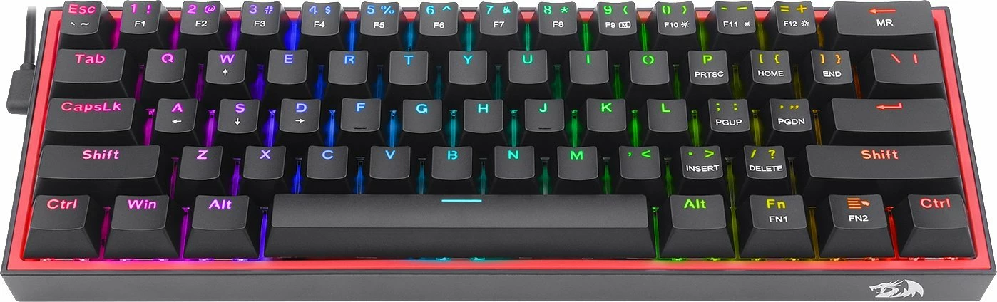 Tastierë mekanike gaming Redragon K617 Fizz K617-RGB, 60% (61 taste), RGB, Red Switch, USB-C, e zezë