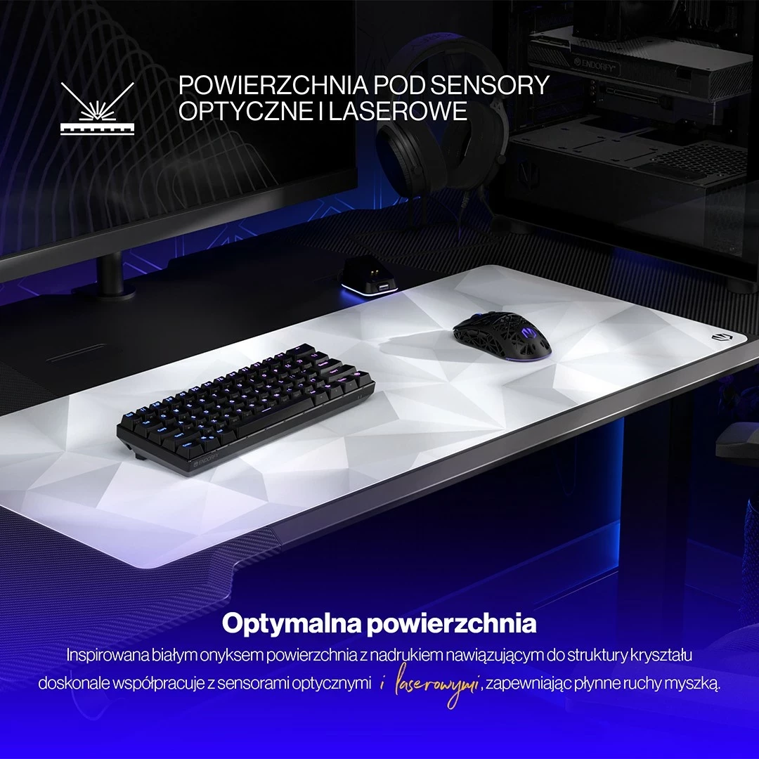 Mauspad Endorfy Crystal Onyx XL, e bardhë