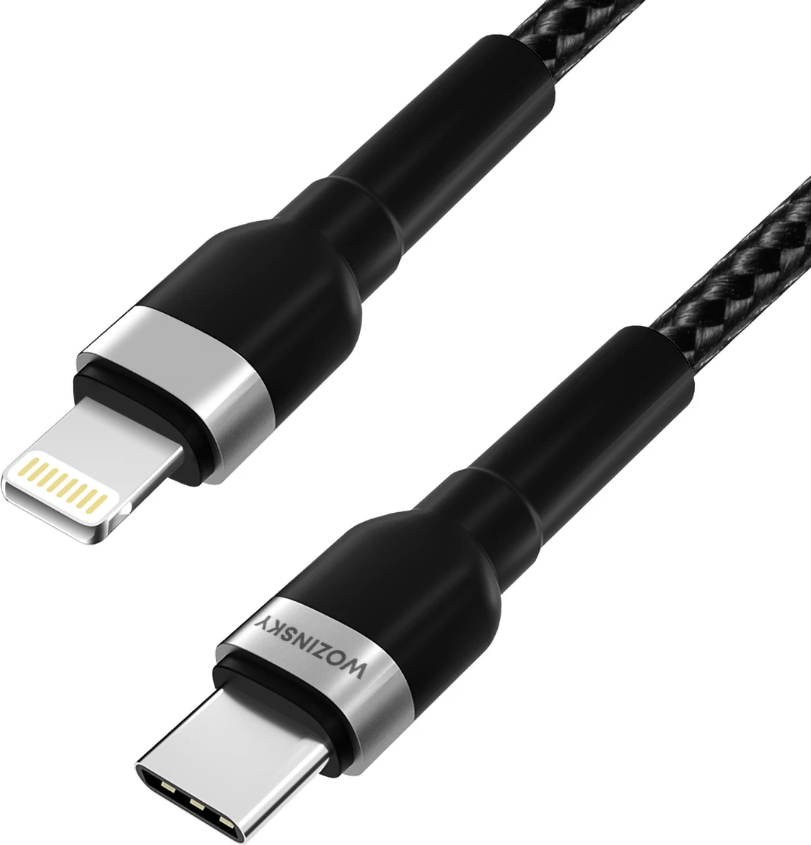 Kabllo karikimi dhe të dhënash Wozinsky WNBCL2, USB-C në Lightning, 2m, 30W, najlon, e zezë