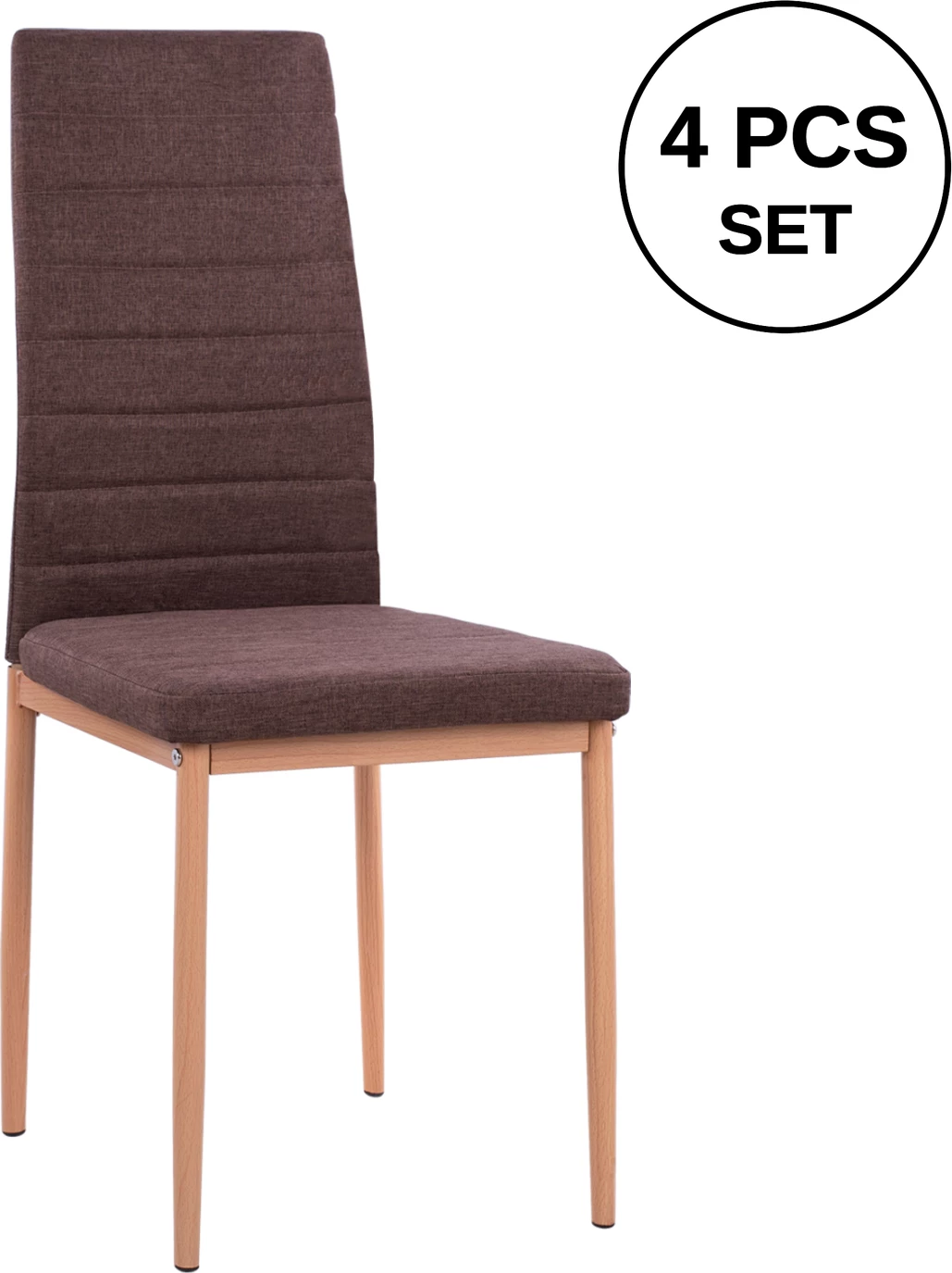 Karrige metalike Lady FH0037.13, pëlhurë kafe me kornizë metalike K/D 40x48x95 cm, set prej 4 copash