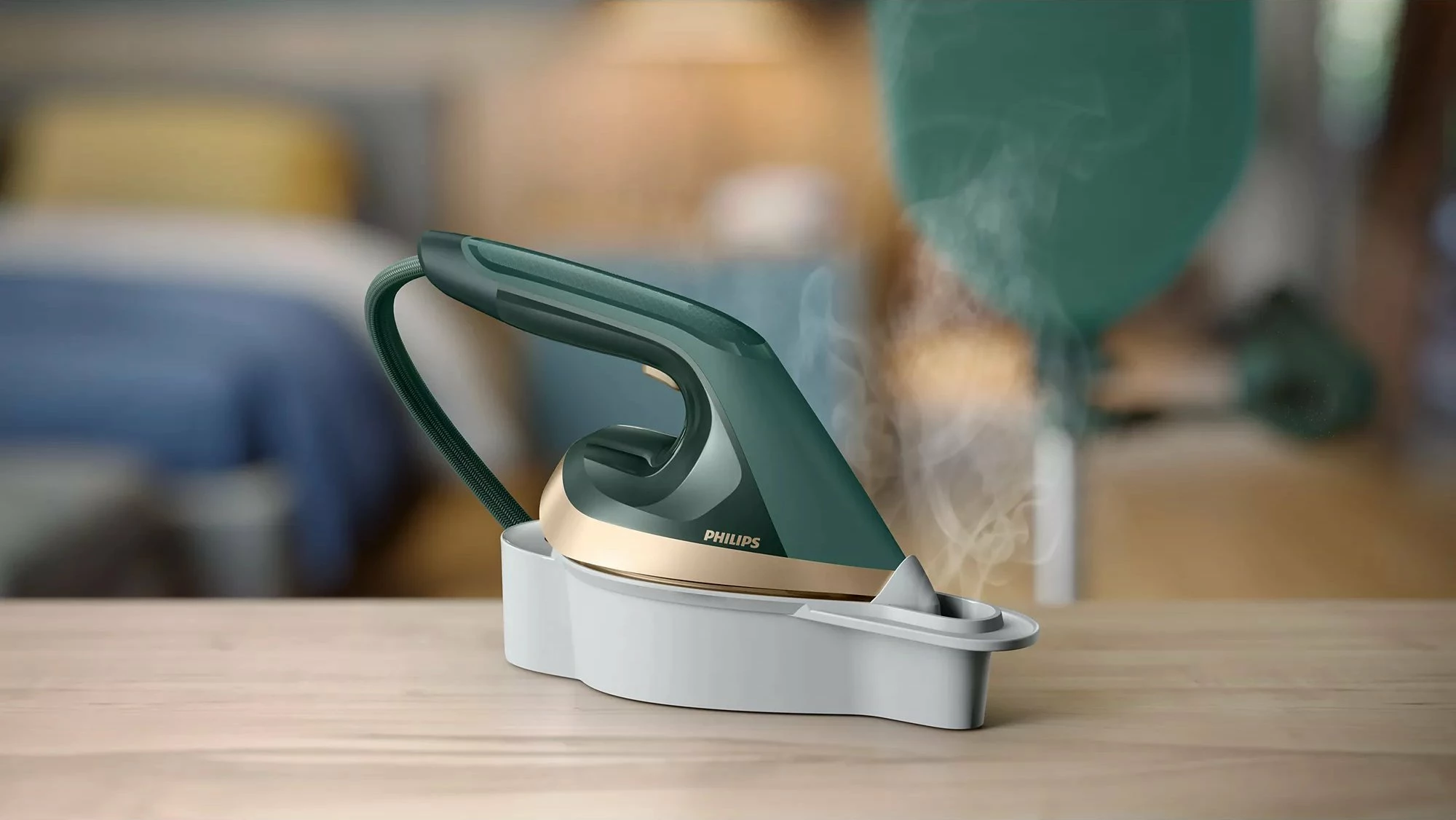 Hekur me avull all-in-one Philips AIS6020/70, 45 g/min, rezervuar 1.1 L, OptimalTEMP, Calc-Clean, jeshile