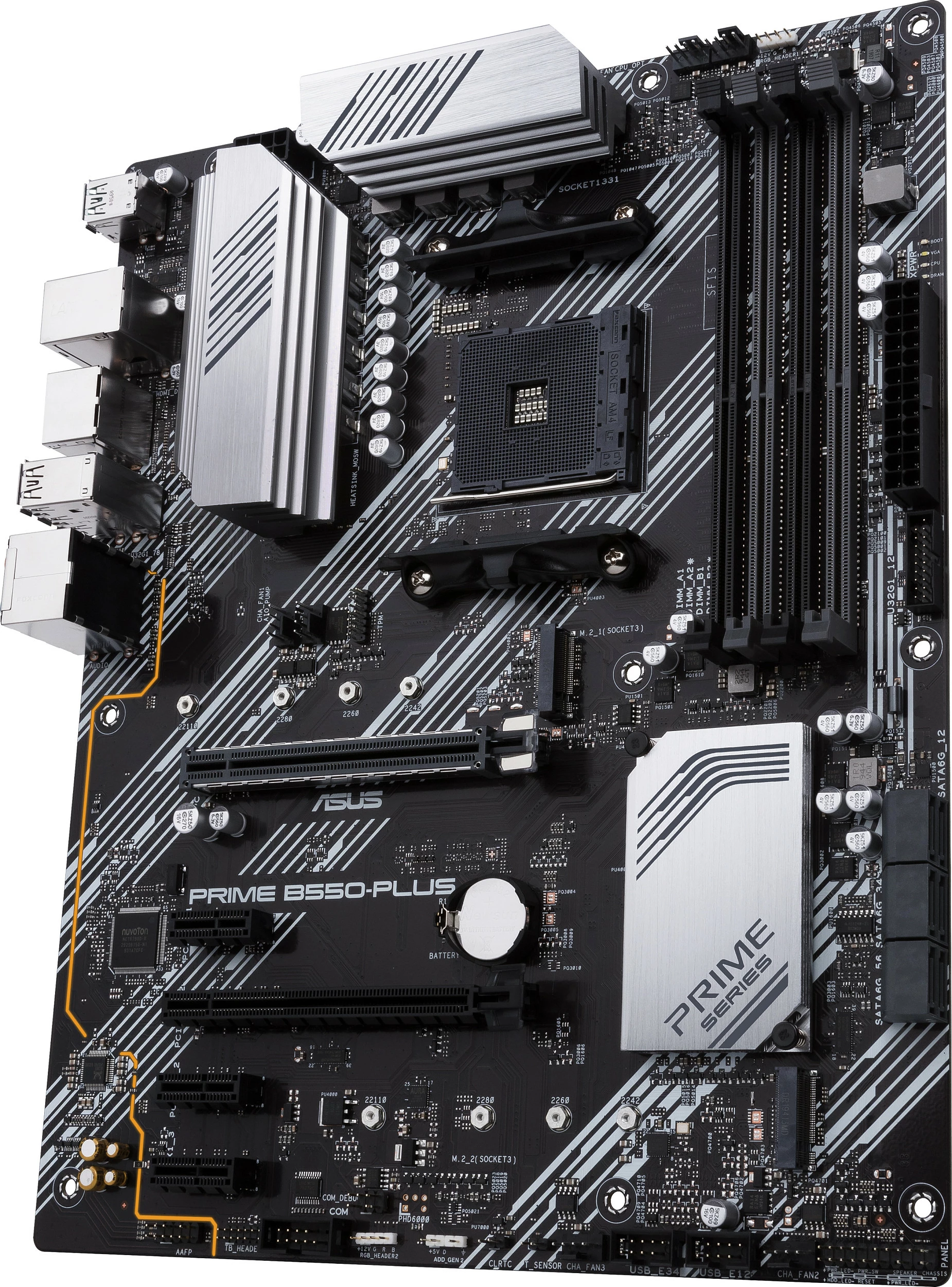 Pllakë amë ASUS PRIME B550-PLUS, Socket AM4, DDR4-SDRAM, 128 GB, E zezë dhe argjend