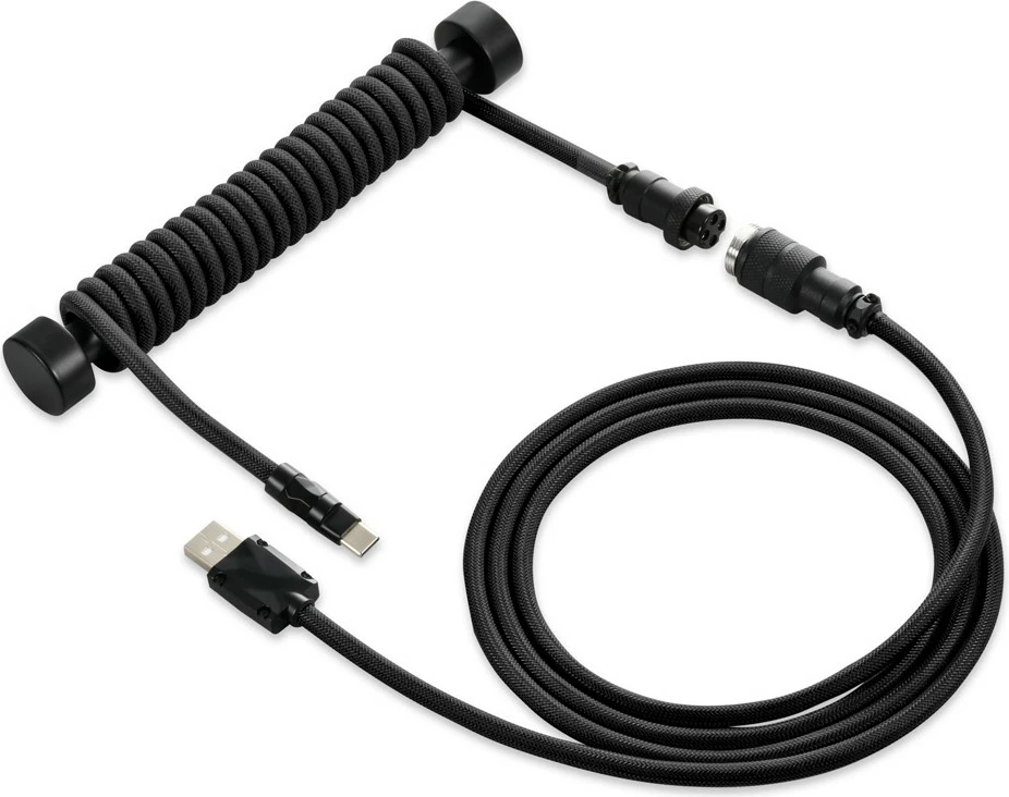 Kabllo spirale Sharkoon SGK50 Aviator, 1.85m, USB Type-A/Type-C, e zezë