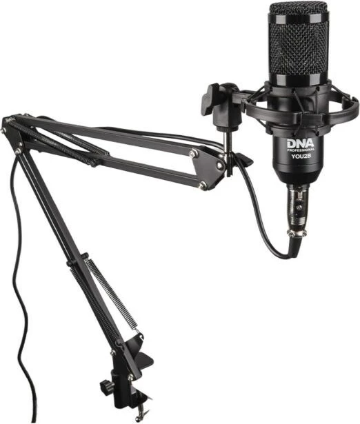 Set podcasti DNA PROFESSIONAL YOU2B me mikrofon, ndërfaqe audio, tripod, i zi