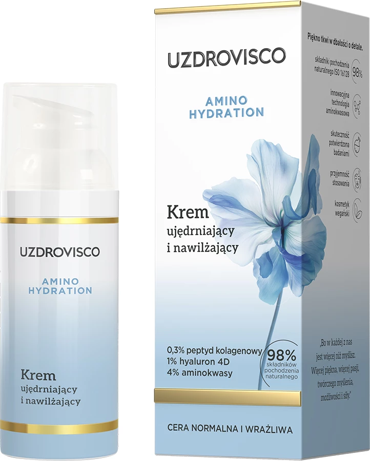 Krem hidratues dhe forcuese për fytyrë UZDROVISCO Amino Hydration për femra, 50ml