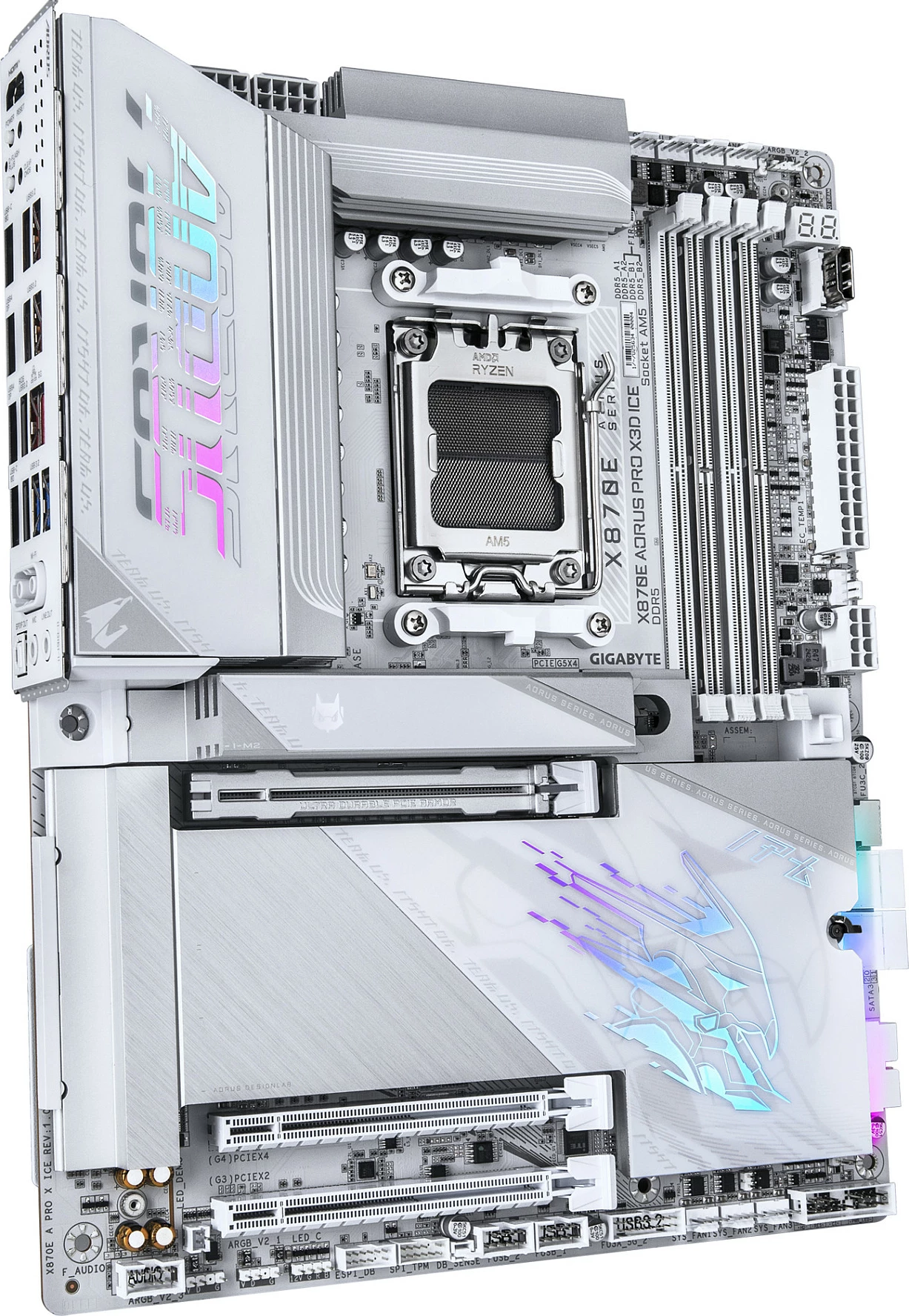 Pllakë amë Gigabyte X870E AORUS PRO X3D ICE, Socket AM5, DDR5, Wi‑Fi 7, ATX, e bardhë