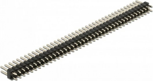 Pin header DeLOCK 2x40 (80 pin), 2.54 mm, straight, 5 copë, i zi/metalike