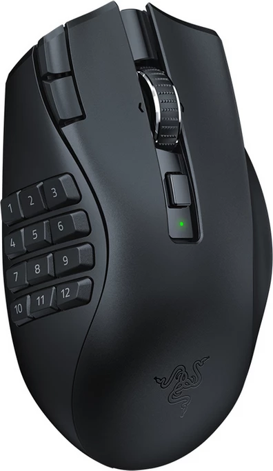 Maus Razer Naga V2 HyperSpeed RZ01-03600100-R3G1, pa kabllo, shumë butona anësorë për lojëra MMO, i zi