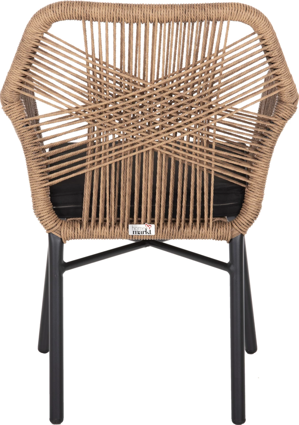 Karrige TOPIN FH6048.02 alumini, ngjyrë e zezë, ratan sintetik, ngjyrë bezhë, jastëk i zi, 57x65x84H cm