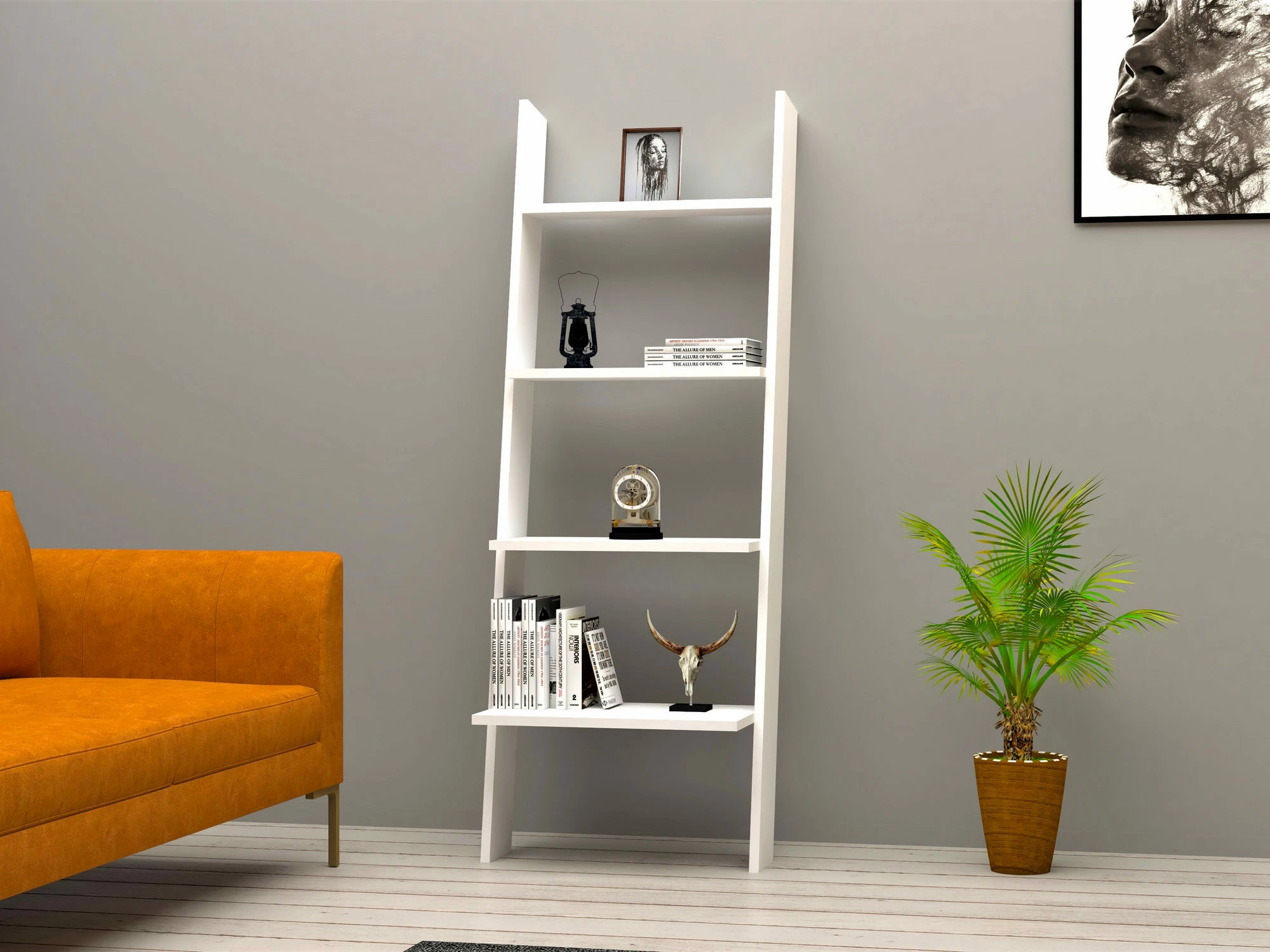 Raft librash Hanah Home, i bardhë, stil skandinav