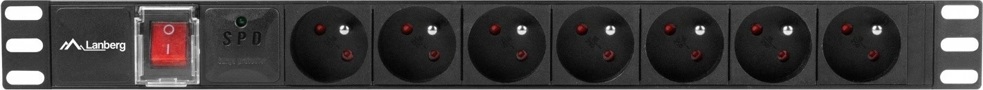 Listë rryme për rack Lanberg PDU-07E-0200-IEC-BK, 1U, 7x230V, 2m, e zezë