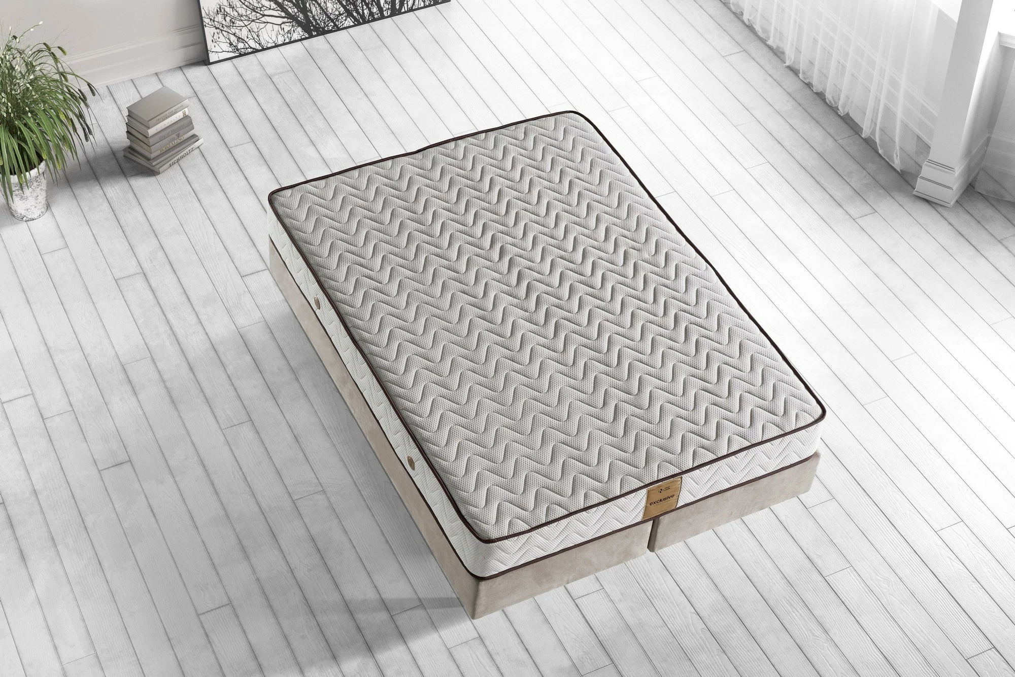 Dyshek luksoz Visco Exclusive, Skye Decor, 140x200 cm, memory foam, i butë, ngjyrë e bardhë/kafe