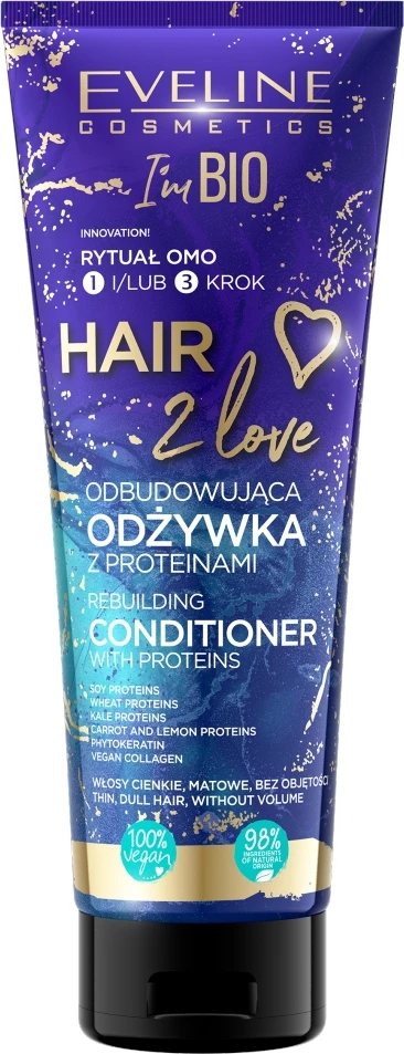 Balsam për flokë Eveline Cosmetics Hair 2 Love Rebuilding Conditioner with Proteins për femra, 250ml