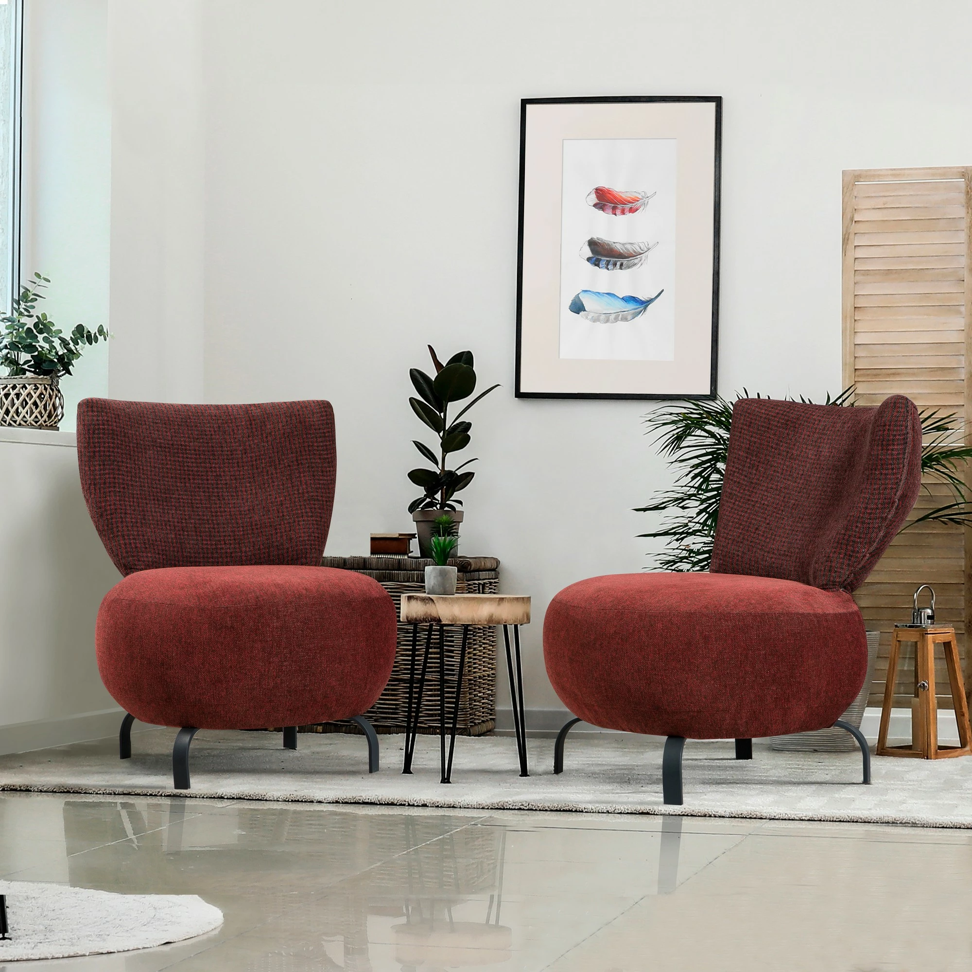 Set karrigesh wing Atelier del Sofa, Loly, ngjyrë e kuqe e thellë