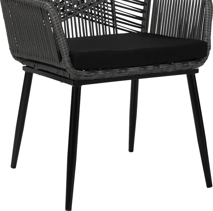 Karrige Tanish prej ratanit PE, ngjyrë gri, këmbë metalike të zeza, 58x58.5x87cm