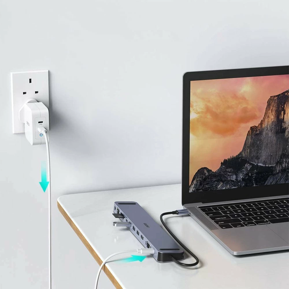 Stacion docking / adapter HUB USB-C Choetech HUB-M20 11n1 100W PD 4K, gri, në kuti