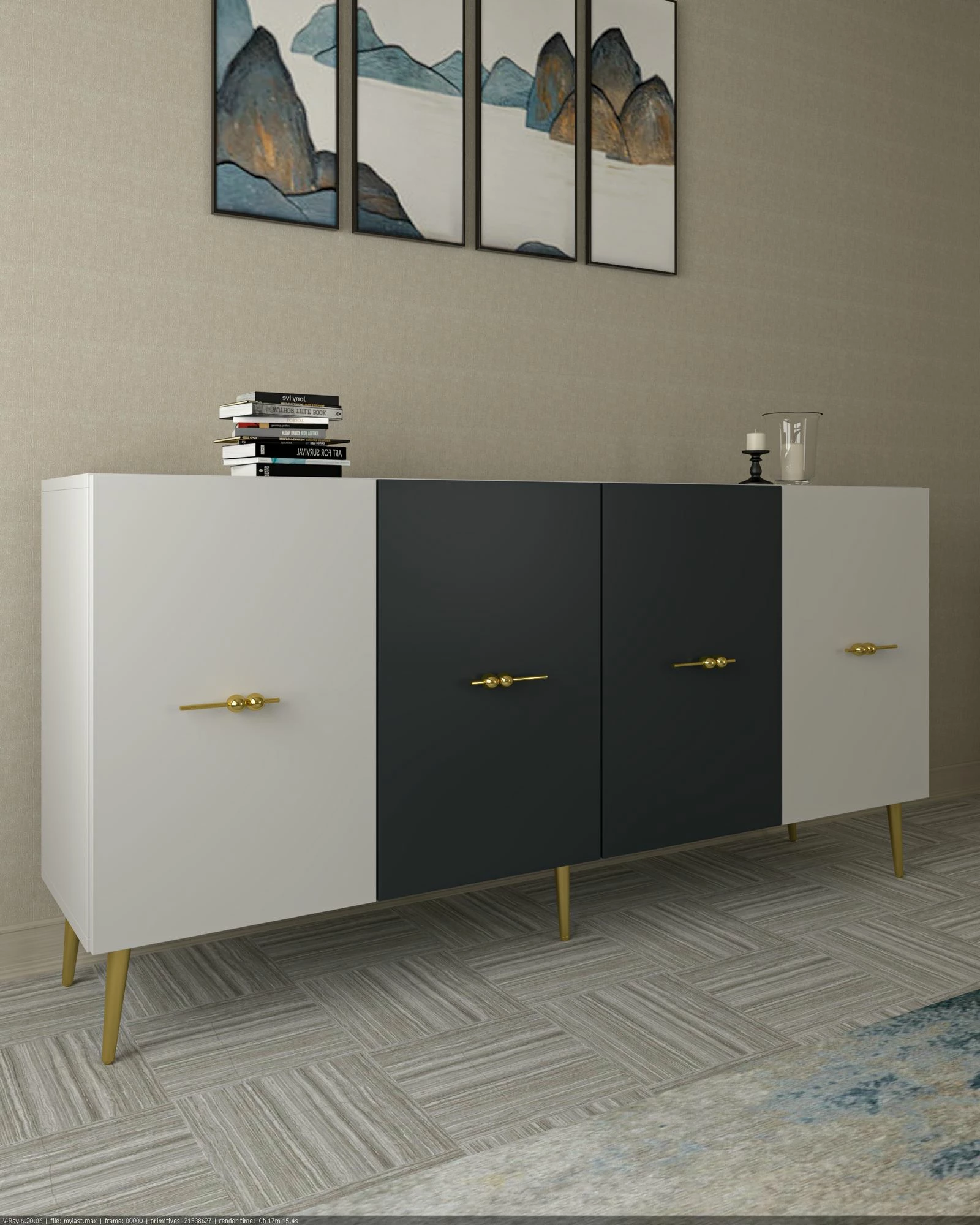 Konsol Skye Decor, Loop KB150, e bardhë, antracit