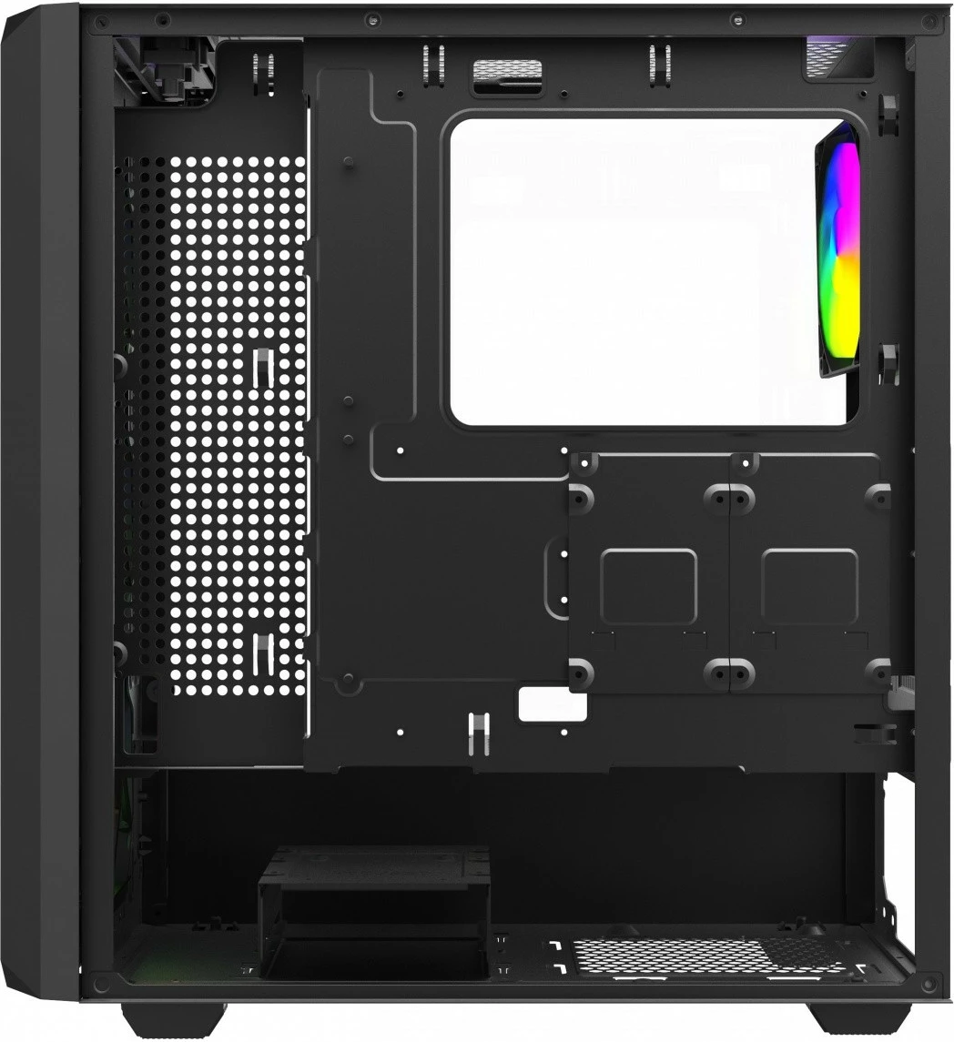 Kasë PC Savio NOCTIS GLASS RGB X1 midi tower ATX/mATX/Mini‑ITX me 4 ftohës RGB PWM, panel xhami të temperuar, filtra pluhuri, e zezë