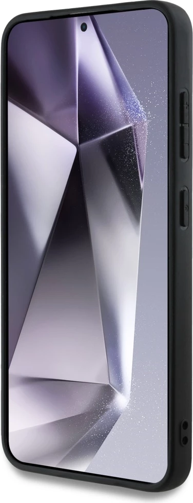 Mbështjellës Guess 4G Round Patch Classic Logo MagSafe për Samsung Galaxy S25+, eko-lëkurë/TPU/PC, Black