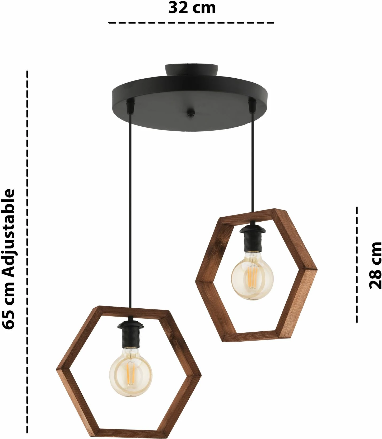 Llambë tavani Opviq, Hexagon Double, ngjyrë kafe e zezë