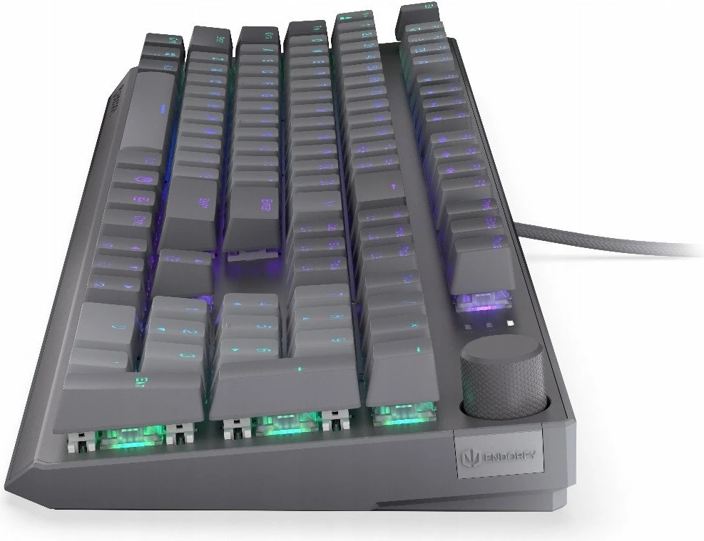 Tastierë mekanike Endorfy Thock V2 EY5A125, 100% full-size, RGB, US ANSI, switch ENDORFY Red, gri, set me 2 switch rezervë