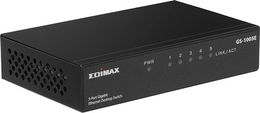 Switch Edimax GS-1005E, 5-Port Gigabit, pa menaxhim, montim në mur, i zi