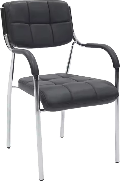 Karrige pritjeje e grumbullueshme Otlen, lëkurë sintetike e zezë, këmbë kromi, 47x45x87cm