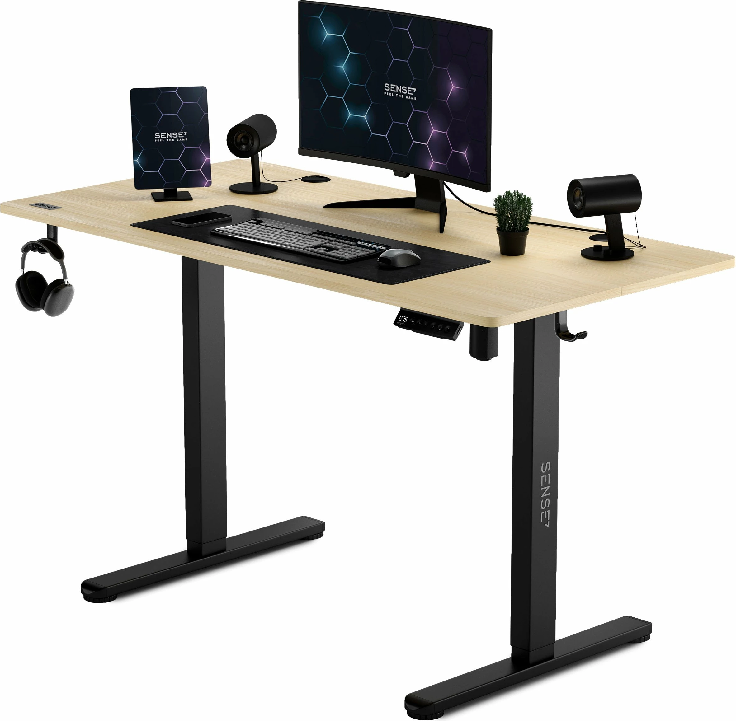 Tavolinë elektrike SENSE7 NOJO, rregullim lartësie 72-118 cm, 120x60 cm, memorie 3 pozicione, ngarkesë max 70 kg, E zezë/Pishë