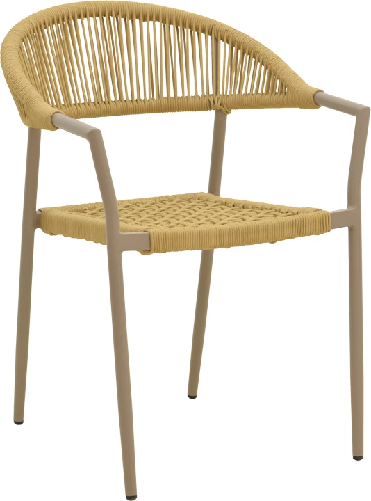 Karrige me krahë e grumbullueshme Ammos, alumin, ngjyrë moka-litar natyral, 57x61x82cm