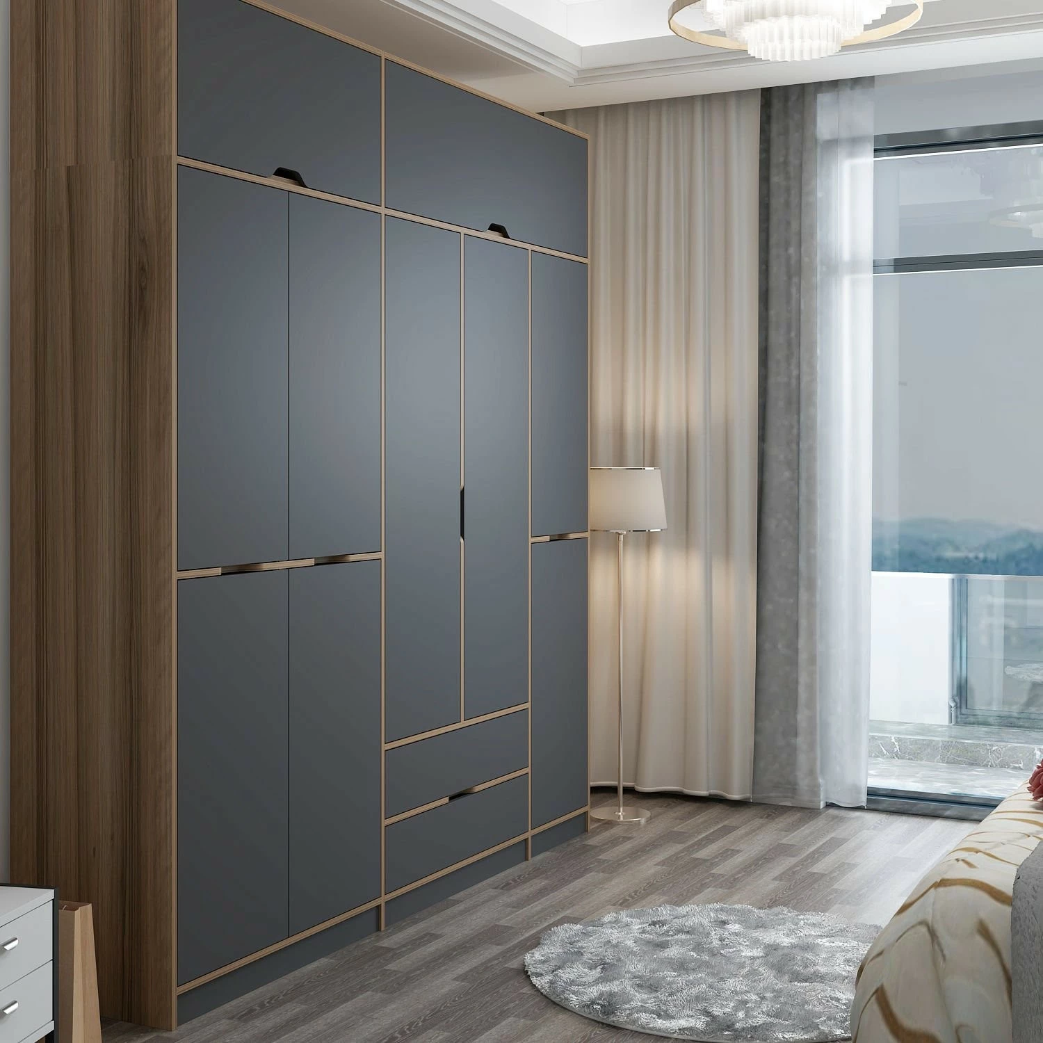 Dollap rrobash Skye Decor, Elina, anthracite-dore, 232x253x52cm