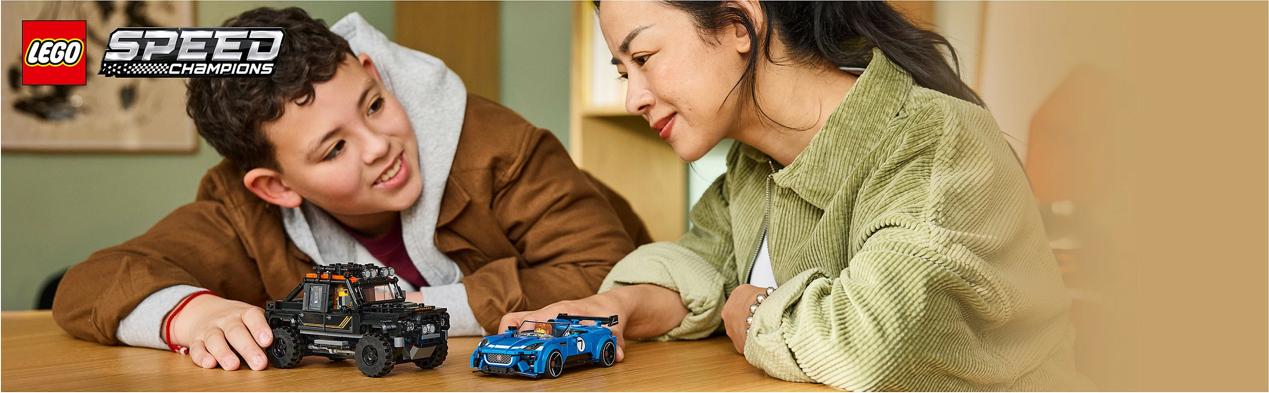 Set ndërtimi LEGO Speed Champions 77264 Jaguar F-Type Project 7 & Land Rover Classic Defender, 740 copë, 10+, blu/zi