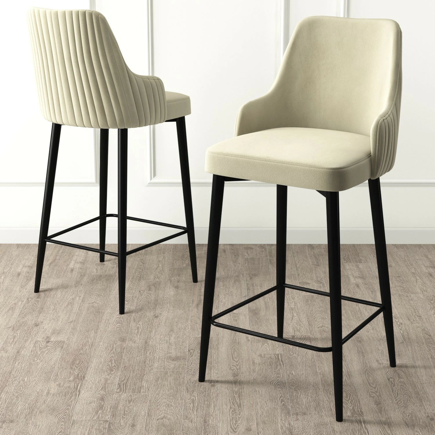 Set karrigesh për bar (4 copë), Hanah Home, Enox, krem, e zezë