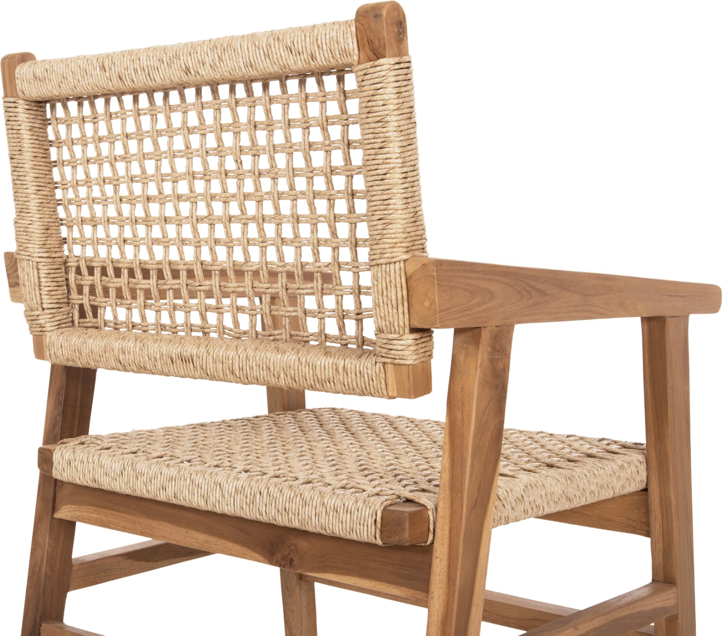 Karrige për ngrënie, BJORN FH9403.21, dru tik i fortë, litar, 56x56x83H cm