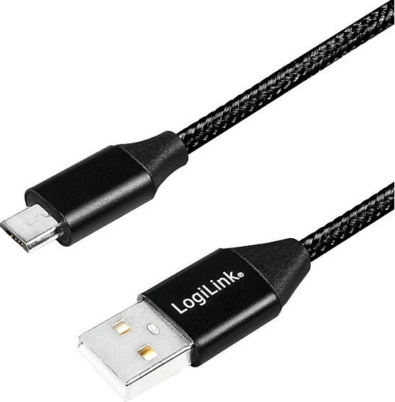 Kabllo USB LogiLink USB 2.0 në Micro-USB, 0.3m, e zezë