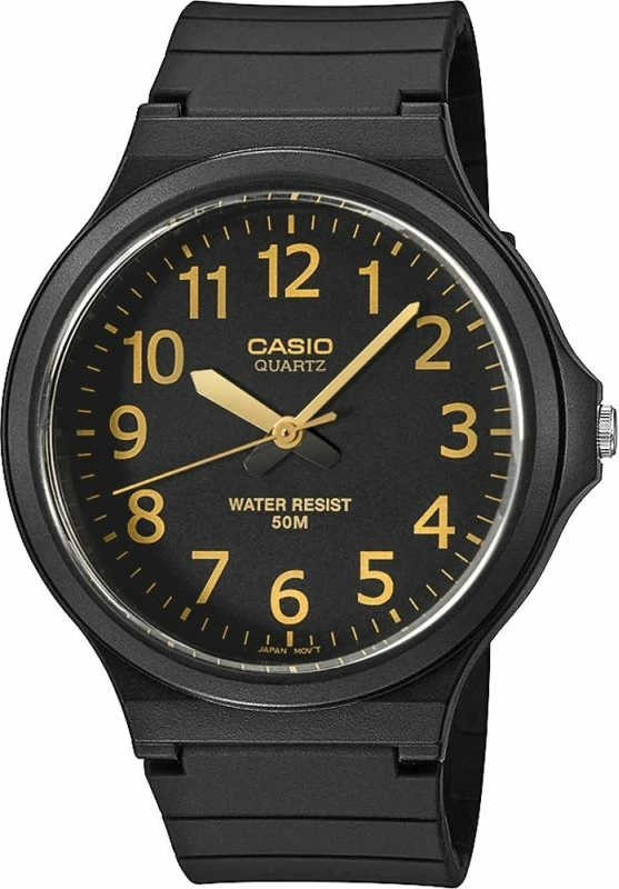 Orë dore për meshkuj Casio, e zezë