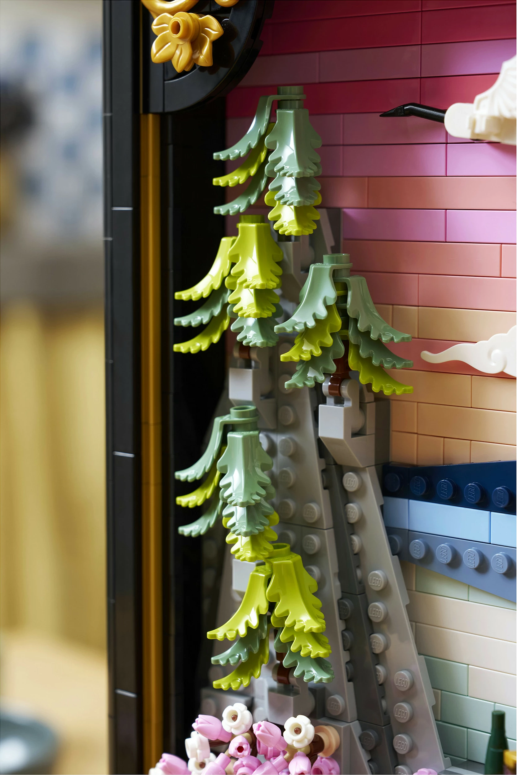 Set ndërtimi LEGO Art 31218 Japanese Cherry Blossom Landscape, 1892 copë, dekor muri 3D, Multikolor