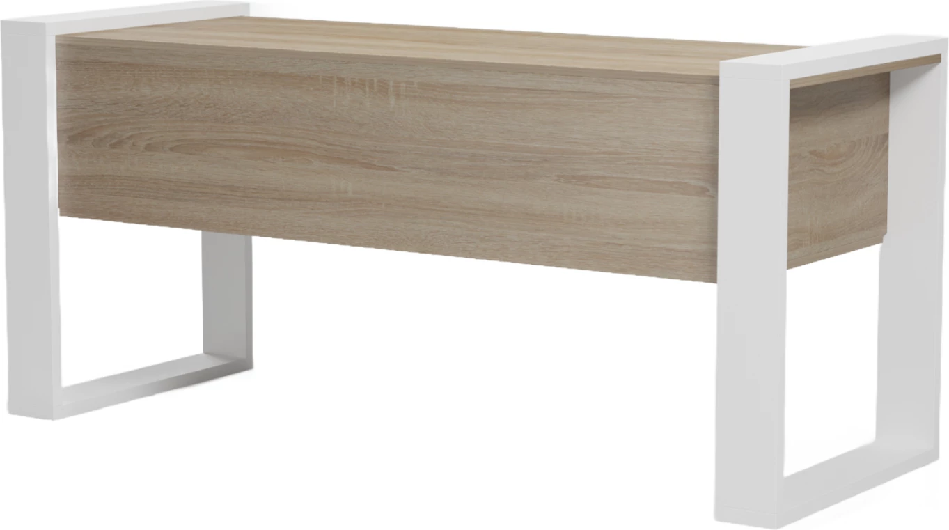 Tavolinë pune me 2 sirtarë, ngjyrë sonama, këmbë të bardha, TONTEL FH2157.01, 160x60x73cm