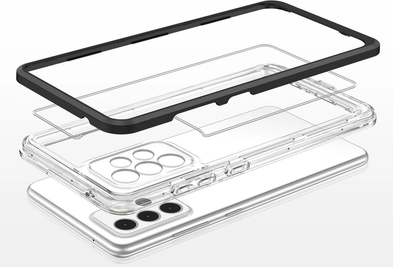 Mbështjellës Hurtel Hybrid Armor Clear 3in1 për Samsung Galaxy A73, i zi/transparente