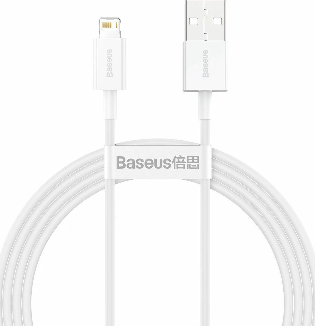 Kabllo USB-A në Lightning Baseus CALYS-B02 1.5 m me karikim të shpejtë, e bardhë