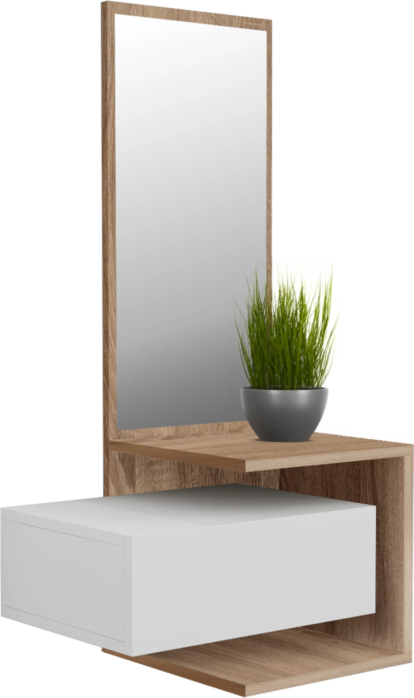 Mobilje hyrëse me pasqyrë MEARA FH8984.14 melaminë në sonama-bardhë 49,1x31,3x90Hcm