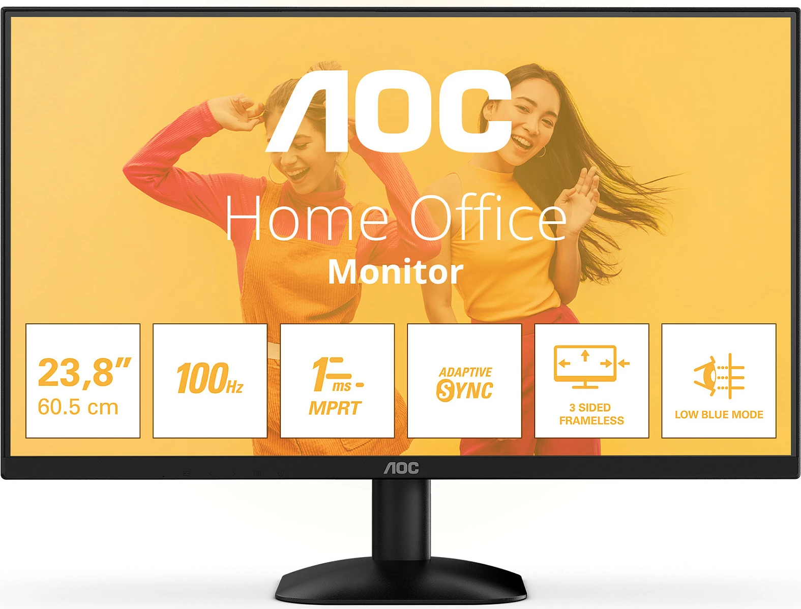 Monitor AOC 24B35HM2, 23.8", FHD, 100Hz, 1ms MPRT, Adaptive Sync, pa kornizë, i zi
