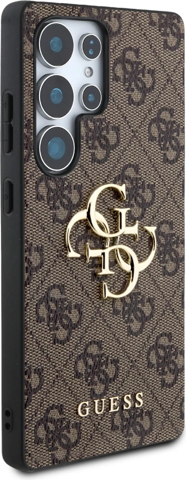 Mbështjellës, Guess, Big 4G Logo Classic Logo, për Samsung Galaxy S25 Ultra, hardcase eco-lëkurë + TPU + PC, kafe