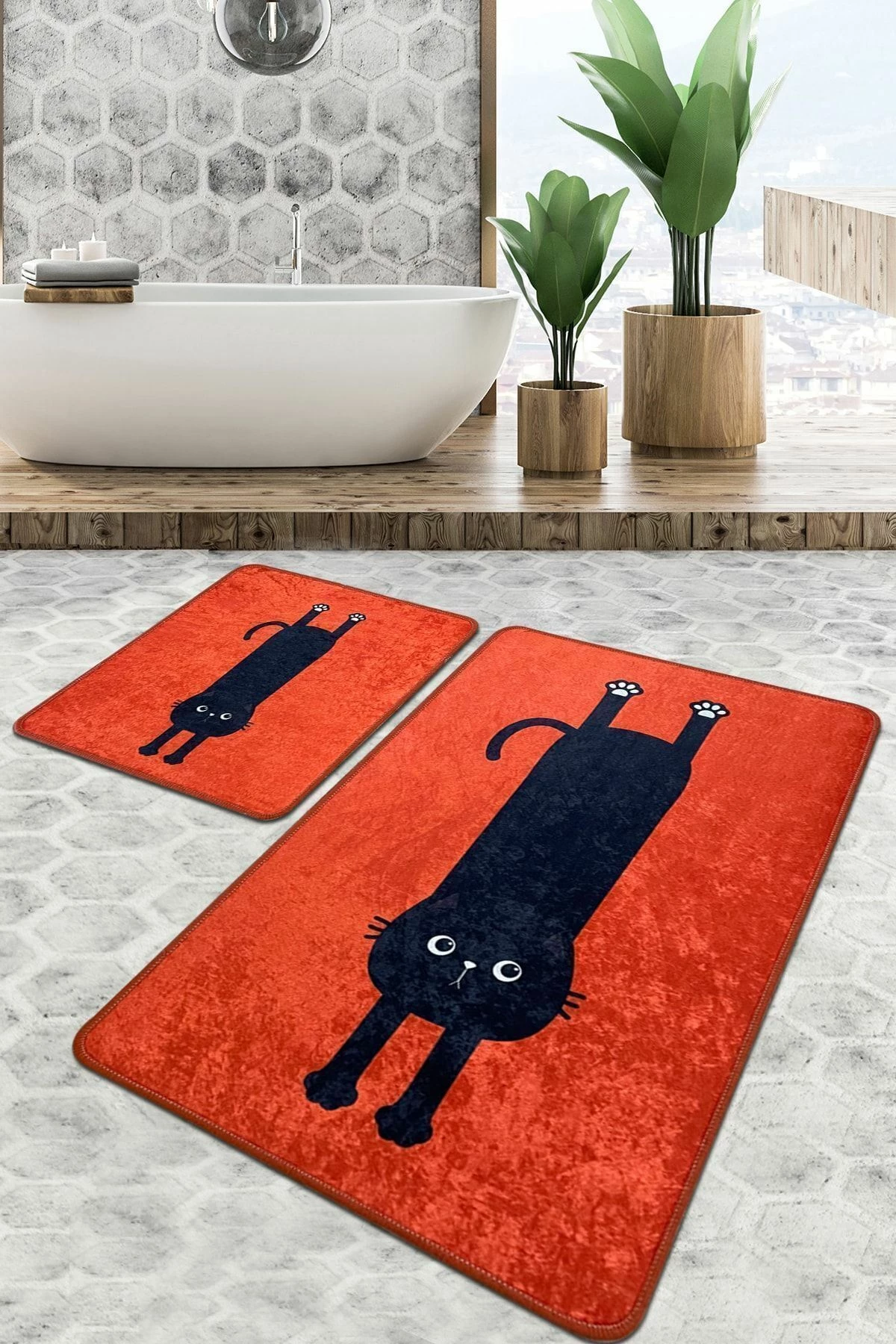 Set tapetash për banjo (2 copë), Mijölnir Comfort, e kuqe