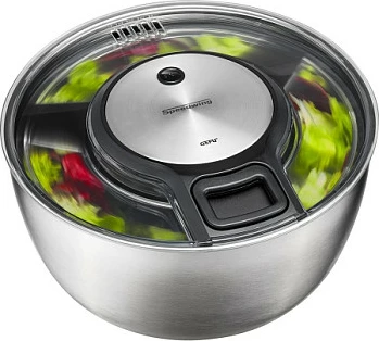 Centrifugë sallate Gefu Speedwing, inox, kapak transparent, argjend/zi