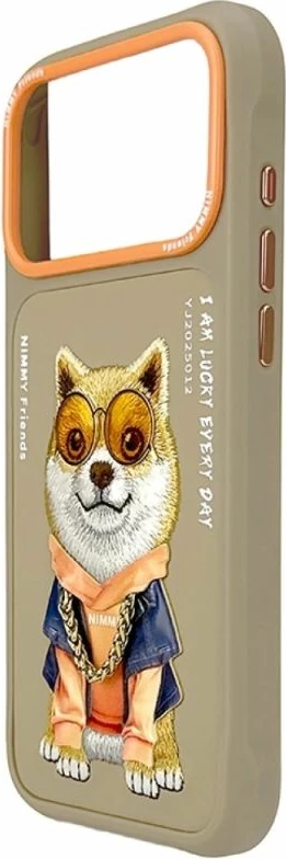 Kapak telefoni Nimmy Glasses Cool Dog për iPhone 17 Pro, bezhë