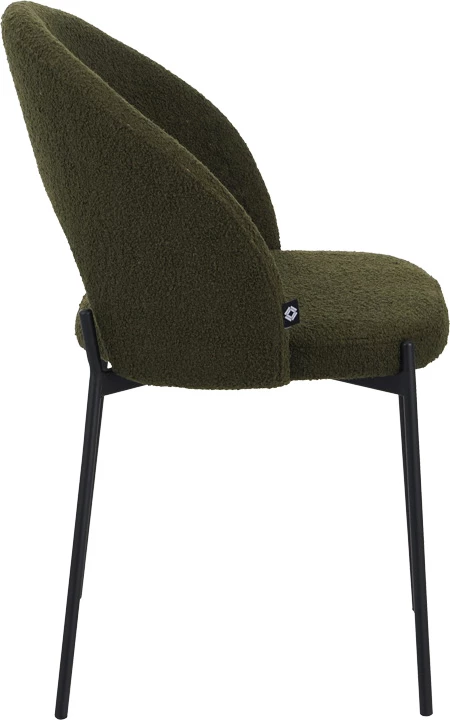 Karrige Masebo, pëlhurë bouclé, ngjyrë jeshile e errët, këmbë metalike të zeza, 68x66x82.5cm