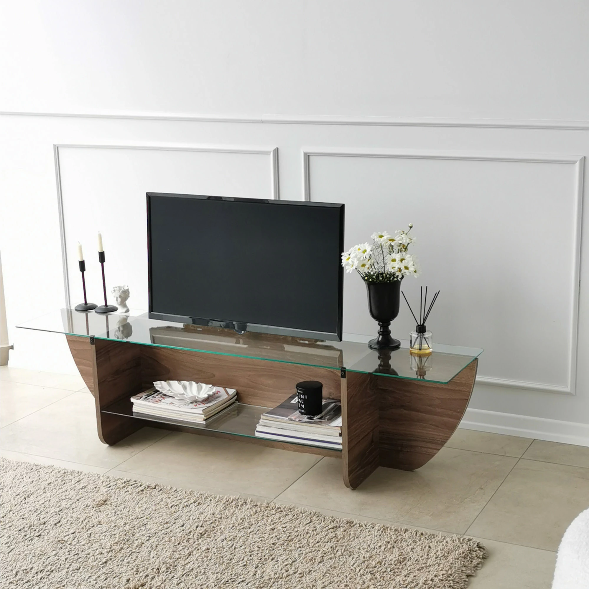 Komodë TV Hanah Home, model Lily, ngjyrë arre