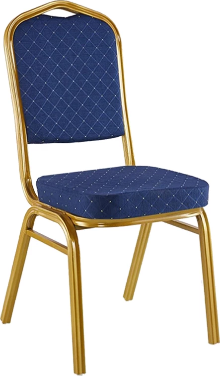 Karrige konferencash Hilton, stof blu, metal ngjyrë ari, 45x51x96cm