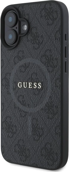 Mbështjellës Guess 4G Ring Classic Logo MagSafe për iPhone 16, e zezë